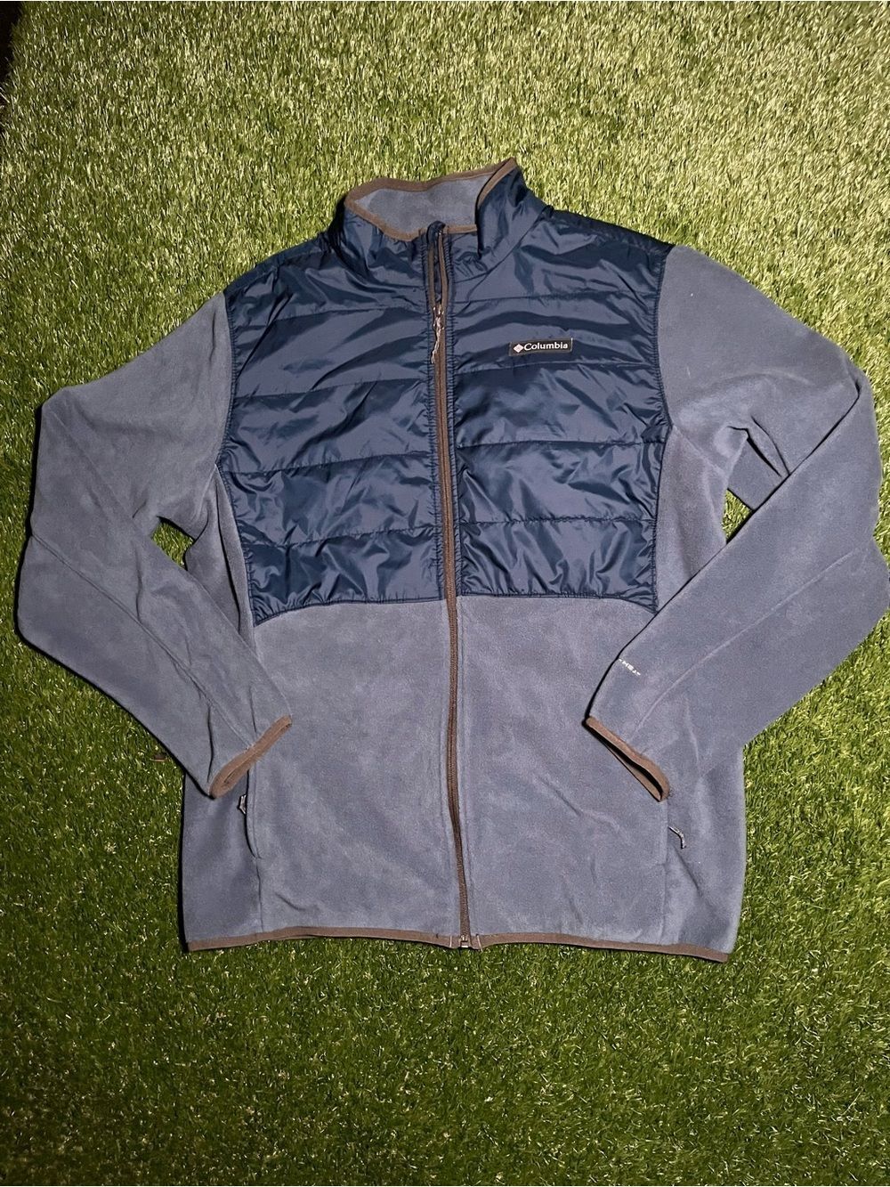 Columbia Men’s Large Navy and Gray Hybrid Puffer Fleece W/ Omni- Heat Lining